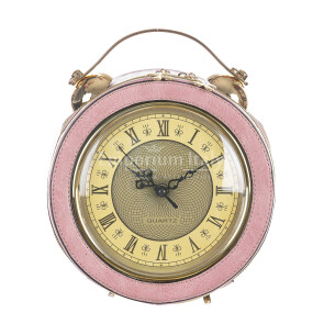 Borsa Mini Ben con orologio funzionante con tracolla, in Stile Steampunk, ecopelle, colore rosa, ARIANNA DINI DESIGN