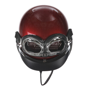 Borsa zaino Eros casco con tracolla, in Stile Steampunk, ecopelle, colore rosso, ARIANNA DINI DESIGN