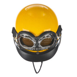 Borsa zaino Eros casco con tracolla, in Stile Steampunk, ecopelle, colore giallo, ARIANNA DINI DESIGN