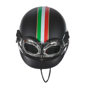 Borsa zaino Eros casco con tracolla, in Stile Steampunk, ecopelle, colore nero, verde, bianco e rosso, ARIANNA DINI DESIGN