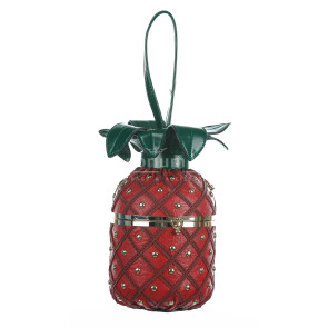 Borsa Ananas Demetra con tracolla, in Stile Steampunk, ecopelle, colore rosso, ARIANNA DINI DESIGN