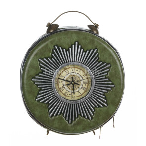 Borsa Virginia Clock con orologio funzionante con tracolla, Cosplay Steampunk, ecopelle, colore verde, ARIANNA DINI DESIGN