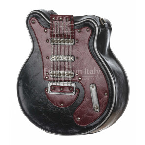 Borsa Guitar Lorien con tracolla, Cosplay Steampunk, in ecopelle, colore nero / bordeaux, ARIANNA DINI DESIGN