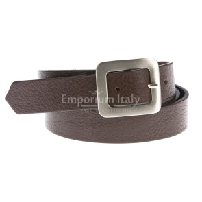 Cintura donna in vera pelle CHIAROSCURO mod. BRESLAVIA colore TESTA DI MORO Made in Italy (Cintura