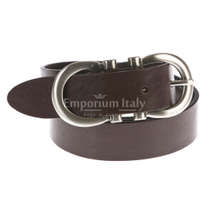 Cintura donna in vera pelle CHIAROSCURO mod. OSLO colore TESTA DI MORO Made in Italy (Cintura)