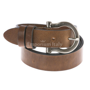 Cintura donna in vera pelle CHIAROSCURO mod. ZAGABRIA colore MARRONE Made in Italy (Cintura