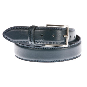 Cintura uomo in vera pelle CHIAROSCURO mod. TARANTO colore BLU Made in Italy (Cintura)