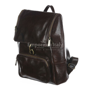 Backpack buffered real leather mod. MONTE EVEREST DARK BROWN color