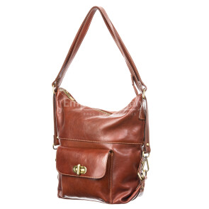 Ladies genuine leather bag CHIAROSCURO mod. MARTA, colour BROWN, Made in Italy.