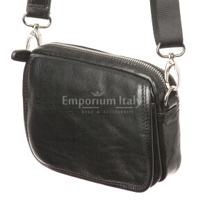 Mens genuine leather bag CHIAROSCURO mod. MARCO, BLACK, Made in Italy.
