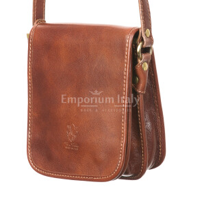 Mens genuine leather bag CHIAROSCURO mod. EDGARDO, BROWN, Made in Italy.