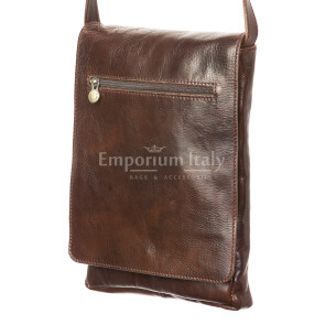 Mens genuine leather bag CHIAROSCURO mod. RONI, DARK BROWN, Made in Italy.
