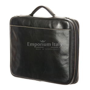 Work / office genuine leather bag CHIAROSCURO mod. ALFREDO, colour BLACK, Made in Italy.