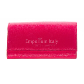 Portafoglio donna in vera pelle tradizionale SANTINI mod ORCHIDEA colore FUCSIA Made in Italy.