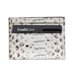 Porta Tessere - Carte di Credito unisex in vera pelle di pitone ZANZIBAR, certificato CITES, color BEIGE, SANTINI