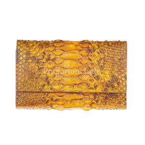  Genuine python skin wallet for woman GERBERA, CITES, YELLOW colour, SANTINI, MADE IN ITALY