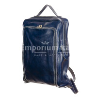 MONTE BIANCO MAXI: men's/women's backpack, genuine buffered leather, color : BLUE, Made in Italy