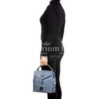 CAMY : ladies bag / backpack, rigid saffiano leather, color : LIGHT BLUE, Made in Italy.