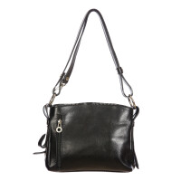 ORNELLA MINIi: ladies shoulder bag in buffered leather, color : BLACK, Made in Italy