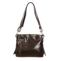 ORNELLA MINIi: ladies shoulder bag in buffered leather, color : DARK BROWN, Made in Italy