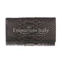 Ladies wallet in genuine python leather SANTINI mod GIRASOLE color BLACK, Made in Italy.