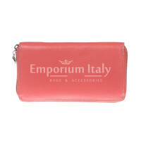 Portafoglio donna in vera pelle tradizionale SANTINI mod BIANCOSPINO colore ROSA Made in Italy.