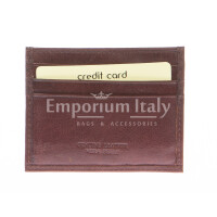 Porta tessere - carte di credito uomo / donna in vera pelle tradizionale SANTINI mod BELGIO, colore MARRONE, Made in Italy.