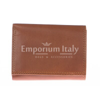 Mens wallet in genuine traditional leather SANTINI, mod PANAMA, color HONEY, Made in Italy.
