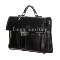 EVASIO : мужской портфель / сумка для офиса из кожи, цвет : ЧЁРНЫЙ, производство Италия