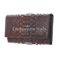 Genuine python skin wallet for woman GIRASOLE, CITES, BROWN colour, SANTINI, MADE IN ITALY