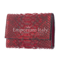  Genuine python skin wallet for woman GERBERA, CITES, RED colour, SANTINI, MADE IN ITALY