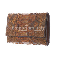  Genuine python skin wallet for woman GERBERA, CITES, BROWN colour, SANTINI, MADE IN ITALY