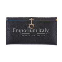 Genuine leather wallet for woman MIMOSA MAXI, BLACK colour, SANTINI, MADE IN ITALY