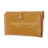 Genuine leather wallet for woman MIMOSA MAXI, YELLOW colour, SANTINI, MADE IN ITALY