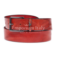 AQUILA: man's leather belt, draping effect, color: RED, Made in Italy