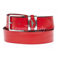 PORTLAND: men's / ladies leather belt, 3,8 cm height, color: RED, Made in Italy
