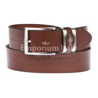 PORTLAND: men's / ladies leather belt, 3,8 cm height, color: BROWN, Made in Italy