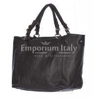 Shoulder bag for woman ELODY, soft real leather, DARK BROWN, CHIAROSCURO, Made in Italy                                                                                                                                                                        