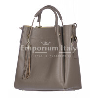 Женская сумка через плечо KAROLINA из натуральной жесткой кожи, цвет Бежевый, CHIARO SCURO, производство Италия.