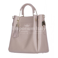Женская сумка через плечо KAROLINA из натуральной жесткой кожи, цвет Розовый, CHIARO SCURO, производство Италия.