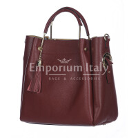 Женская сумка через плечо KAROLINA из натуральной жесткой кожи, цвет Бордо, CHIARO SCURO, производство Италия.