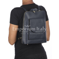 Soft genuine leather backpack for woman MONTE ADAMELLO, DARK BLUE, CHIARO SCURO, MADE IN ITALY