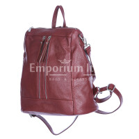 Женская сумка-рюкзак MONTE STREGA из натуральной кованой кожи, цвет БОРДО, CHIAROSCURO, производство Италия.
