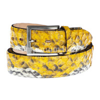 Mens python real leather belt mod. BELFAST, CITES, YELLOW/GREY, ELIO ZAGATO, Made in Italy