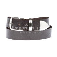 FIUMICINO: men's leather belt, color: DARK BROWN, Made in Italy