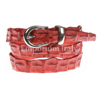 Genuine alligator skin belt for woman DURBAN, CITES, RED colour, SANTINI, MADE IN ITALY
