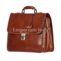 Genuine leather business bag for man STEFANO XL size, HONEY colour, CHIAROSCURO, MADE IN ITALY
