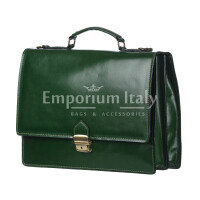 Genuine leather business briefcase GABRIELE, GREEN colour, CHIAROSCURO, MADE IN ITALY