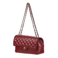  Genuine leather shoulder bag CHARLOTTE MEDIUM, RED colour, CHIAROSCURO, MADE IN ITALY