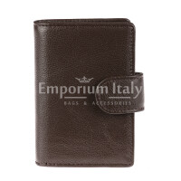 Genuine full grain leather wallet and aluminium credit-card holder for man EL SALVADOR, RFID blocking, DARK BROWN colour, CHIAROSCURO